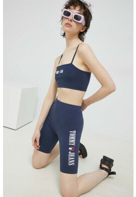 Tommy Jeans Къс панталон в тъмносиньо с апликация с висока талия - Pepit.bg