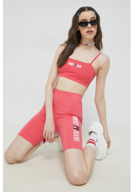 Tommy Jeans Къс панталон в розово с апликация с висока талия - Pepit.bg