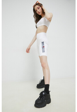 Tommy Jeans Къс панталон в бяло с апликация с висока талия - Pepit.bg