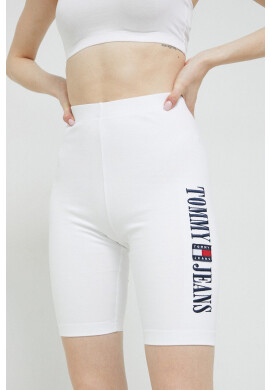 Tommy Jeans Къс панталон в бяло с апликация с висока талия - Pepit.bg