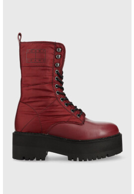 Tommy Jeans Кубинки Flatform Padded Boot в бордо с платформа - Pepit.bg