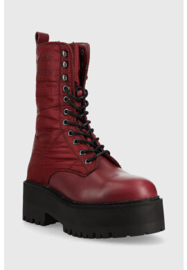 Tommy Jeans Кубинки Flatform Padded Boot в бордо с платформа - Pepit.bg