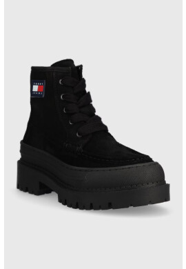Tommy Jeans Кубинки Womens Foxing Lace Up Boot в черно с платформа - Pepit.bg