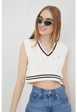 Tommy Jeans Памучен елек в бяло - Pepit.bg