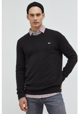 Tommy Jeans Памучен пуловер мъжки в черно - Pepit.bg
