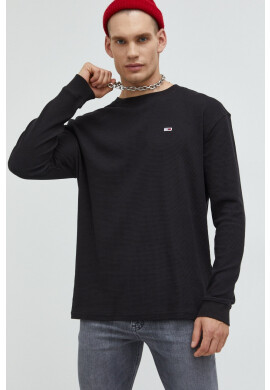 Tommy Jeans Памучен пуловер мъжки в черно от лека материя - Pepit.bg