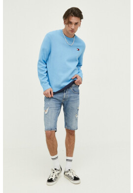 Tommy Jeans Памучен пуловер в синьо от лека материя - Pepit.bg
