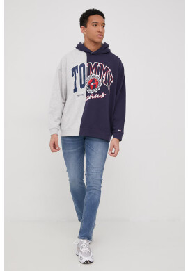 Tommy Jeans Памучен суичър мъжка в тъмносиньо меланж на - Pepit.bg