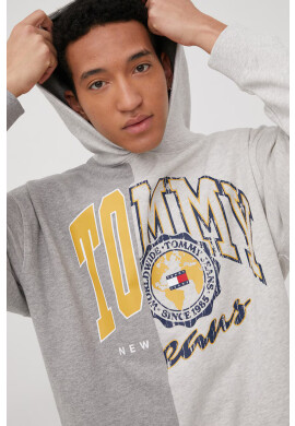 Tommy Jeans Памучен суичър мъжка в сиво меланж на - Pepit.bg