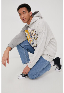 Tommy Jeans Памучен суичър мъжка в сиво меланж на - Pepit.bg