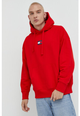 Tommy Jeans Памучен суичър в червено с апликация - Pepit.bg