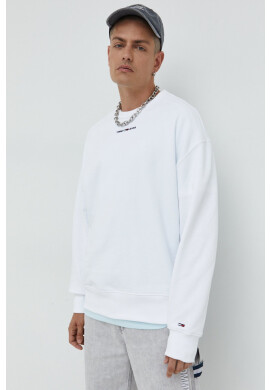 Tommy Jeans Памучен суичър в бяло с изчистен дизайн - Pepit.bg
