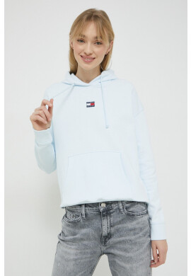 Tommy Jeans Памучен суичър в синьо с качулка с апликация - Pepit.bg