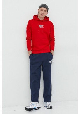 Tommy Jeans Памучен суичър в червено с принт - Pepit.bg