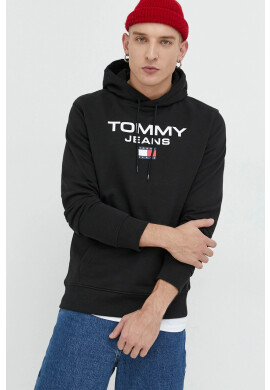Tommy Jeans Памучен суичър в черно с качулка с апликация - Pepit.bg