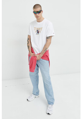 Tommy Jeans Памучен суичър в черно с качулка с принт - Pepit.bg