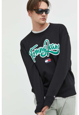 Tommy Jeans Памучен суичър в черно с апликация - Pepit.bg