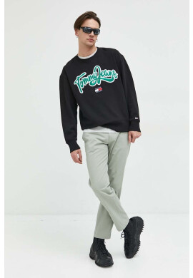 Tommy Jeans Памучен суичър в черно с апликация - Pepit.bg