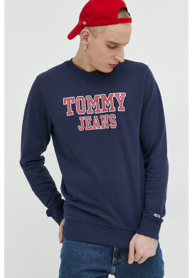 Tommy Jeans Памучен суичър в тъмносиньо с принт - Pepit.bg