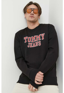 Tommy Jeans Памучен суичър в черно с принт - Pepit.bg