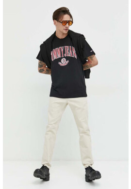 Tommy Jeans Памучен суичър в черно с принт - Pepit.bg