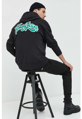 Tommy Jeans Памучен суичър в черно с качулка с апликация - Pepit.bg