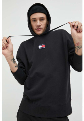 Tommy Jeans Памучен суичър в черно с качулка с апликация - Pepit.bg