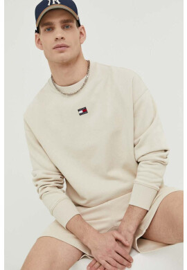 Tommy Jeans Памучен суичър в бежово с апликация - Pepit.bg