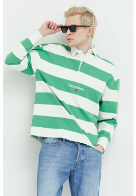 Tommy Jeans Памучен суичър в зелено с десен - Pepit.bg