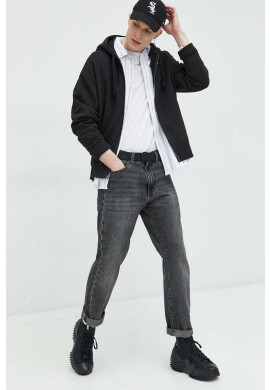 Tommy Jeans Памучен суичър в черно с качулка с изчистен дизайн - Pepit.bg