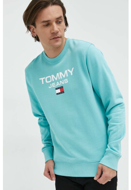 Tommy Jeans Памучен суичър в зелено с принт - Pepit.bg