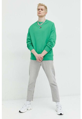 Tommy Jeans Памучен суичър в зелено с апликация - Pepit.bg