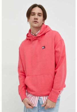 Tommy Jeans Памучен суичър в розово с качулка с апликация - Pepit.bg