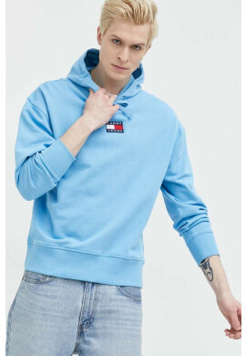 Tommy Jeans Памучен суичър в синьо с качулка с апликация - Pepit.bg