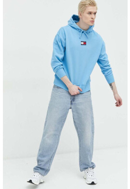 Tommy Jeans Памучен суичър в синьо с качулка с апликация - Pepit.bg