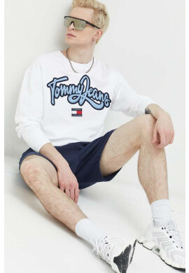 Tommy Jeans Памучен суичър в бяло с апликация - Pepit.bg