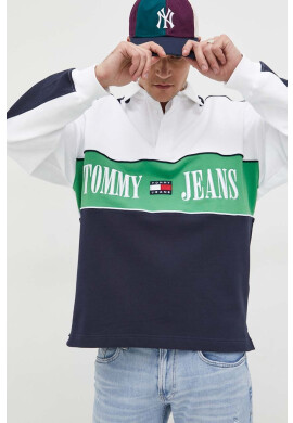 Tommy Jeans Памучен суичър в тъмносиньо с апликация - Pepit.bg