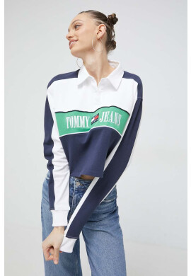 Tommy Jeans Памучен суичър в тъмносиньо с десен - Pepit.bg