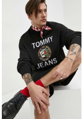 Tommy Jeans Памучен суичър в черно с апликация - Pepit.bg