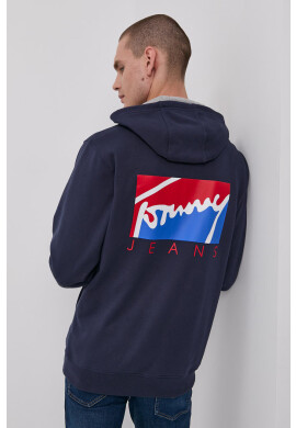 Tommy Jeans Памучен суичър мъжки в тъмносиньо с принт - Pepit.bg