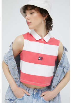 Tommy Jeans Памучен топ в розово - Pepit.bg