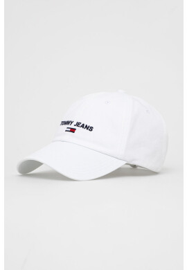 Tommy Jeans Памучна шапка в бяло с апликация - Pepit.bg