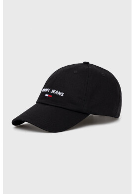 Tommy Jeans Памучна шапка в черно с апликация - Pepit.bg