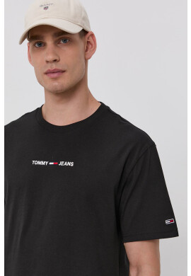 Tommy Jeans Памучна тениска в черно с апликация - Pepit.bg
