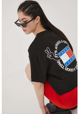 Tommy Jeans Памучна тениска в черно - Pepit.bg