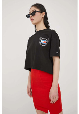 Tommy Jeans Памучна тениска в черно - Pepit.bg