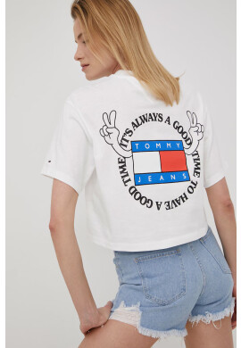 Tommy Jeans Памучна тениска в бяло - Pepit.bg