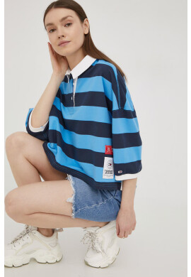 Tommy Jeans Памучна тениска с яка тип peter pan - Pepit.bg