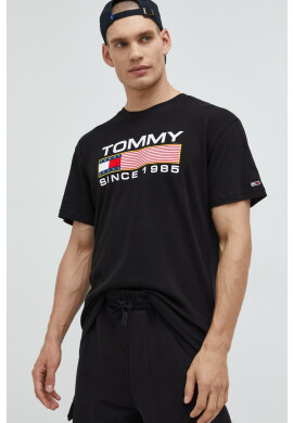 Tommy Jeans Памучна тениска в сиво с апликация - Pepit.bg
