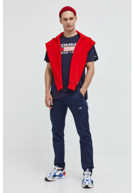 Tommy Jeans Памучна тениска в тъмносиньо с принт - Pepit.bg